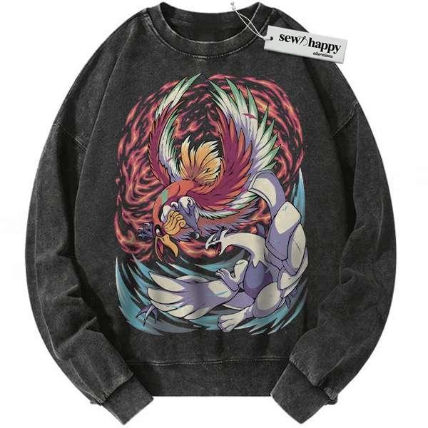 Wash Sweatshirt Lugia vs Ho-oh Sweatshirt, Pokemon Sweatshirt, Anime Sweatshirt, Vintage Sweatshirt