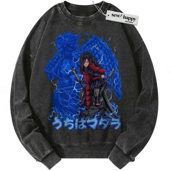 Wash Sweatshirt Madara Uchiha Sweatshirt, Naruto Sweatshirt, Anime Sweatshirt, Vintage Sweater