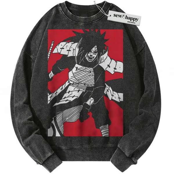 Wash Sweatshirt Madara Uchiha Sweatshirt, Naruto Sweatshirt, Anime Sweatshirt, Vintage Sweater
