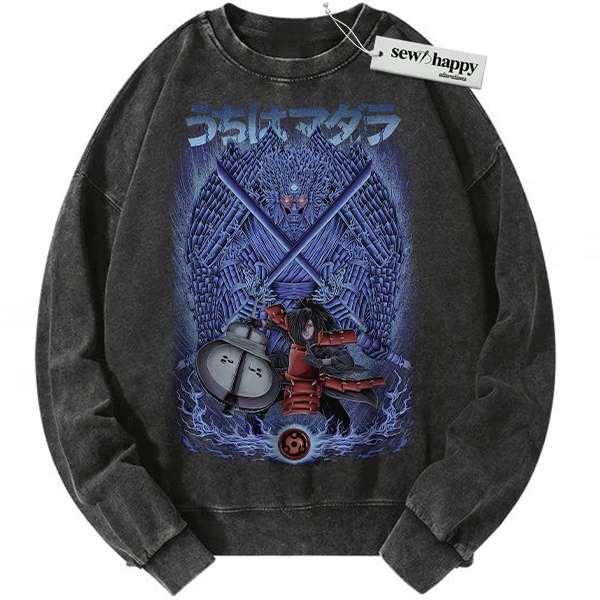 Wash Sweatshirt Madara Uchiha Sweatshirt, Naruto Sweatshirt, Anime Sweatshirt, Vintage Sweater
