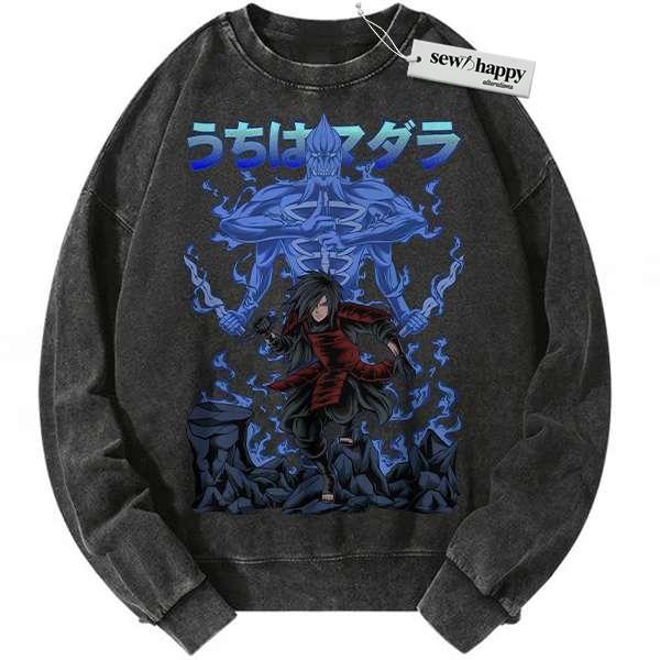 Wash Sweatshirt Madara Uchiha Sweatshirt, Naruto Sweatshirt, Anime Sweatshirt, Vintage Sweater