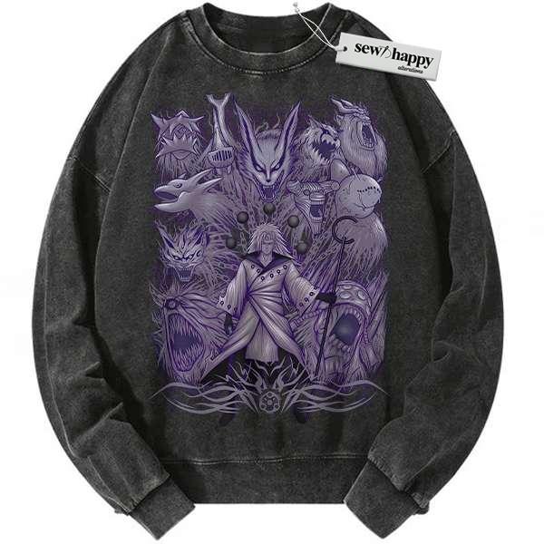 Wash Sweatshirt Madara Uchiha Sweatshirt, Naruto Sweatshirt, Anime Sweatshirt, Vintage Sweatshirt