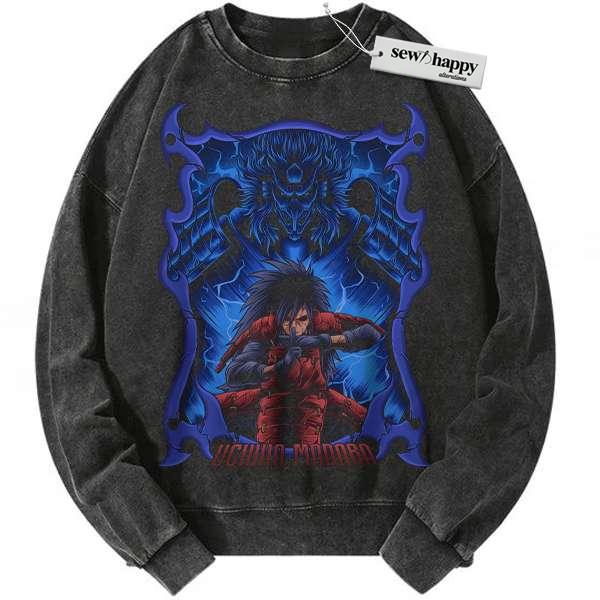 Wash Sweatshirt Madara Uchiha Sweatshirt, Naruto Sweatshirt, Anime Sweatshirt, Vintage Sweatshirt