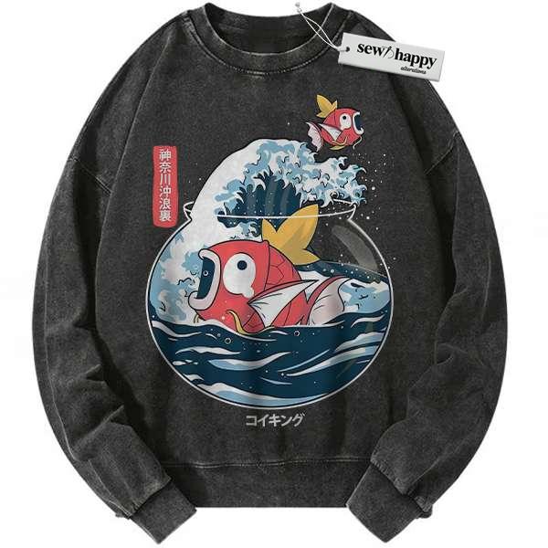 Wash Sweatshirt Magikarp Sweatshirt, Pokemon Sweatshirt, Anime Sweatshirt, Vintage Sweater Wash Sweatshirt Magikarp Sweatshirt, Pokemon Sweatshirt, Anime Sweatshirt, Vintage Sweater - Image 1