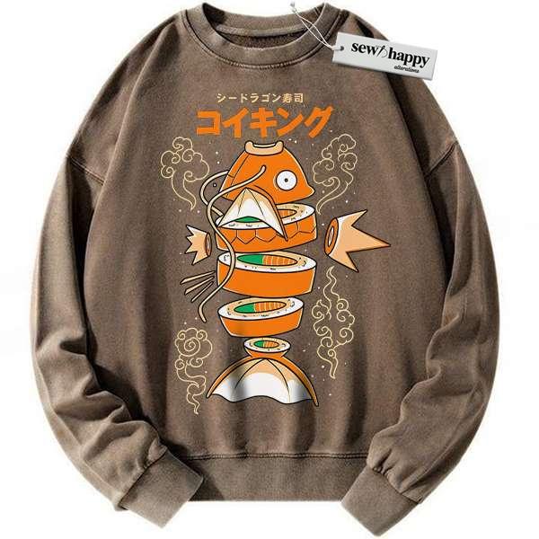 Wash Sweatshirt Magikarp Sweatshirt, Pokemon Sweatshirt, PKM Sweatshirt, Anime Sweatshirt, Vintage Sweater