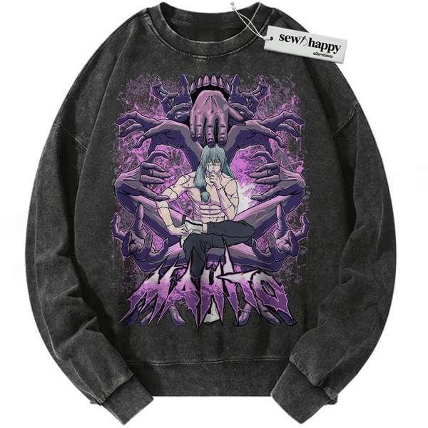 Wash Sweatshirt Mahito Sweatshirt, Jujutsu Kaisen Sweatshirt, Anime Sweatshirt, Vintage Sweatshirt