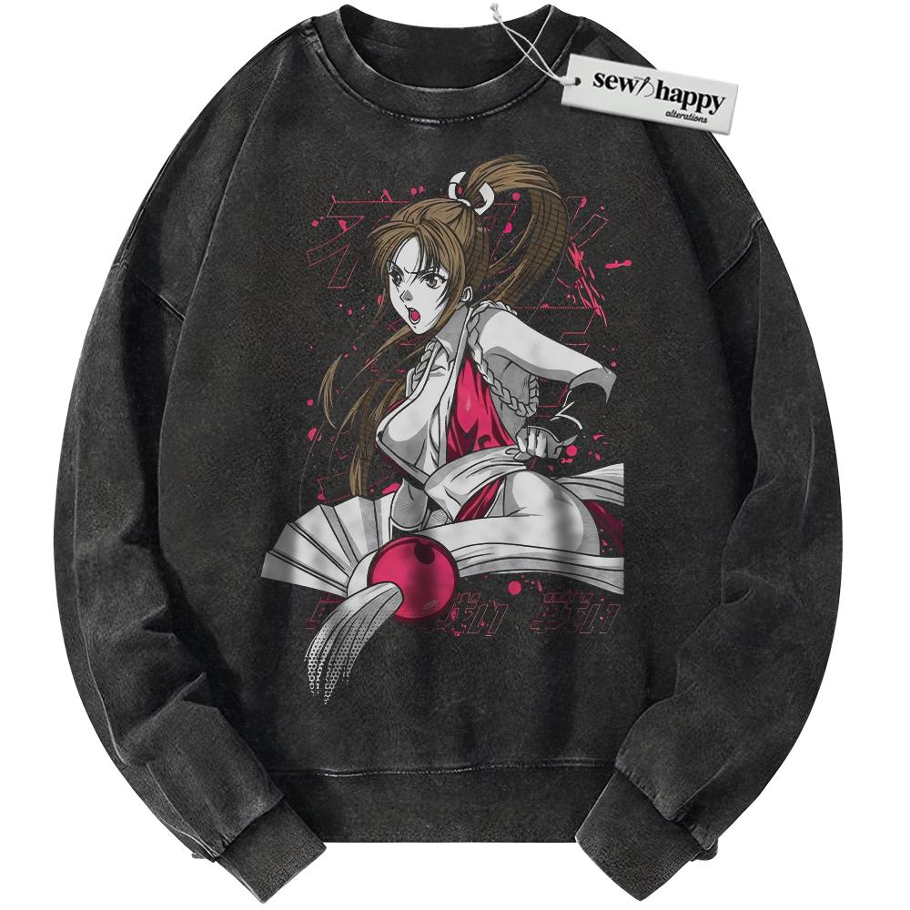 Wash Sweatshirt Mai Shiranui Sweatshirt, The King of Fighters Sweatshirt, Game Sweatshirt, Vintage Sweater