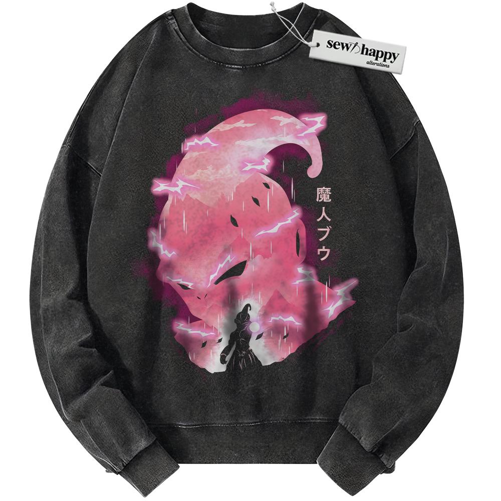 Wash Sweatshirt Majin Buu Sweatshirt, Dragon Ball Sweatshirt, Anime Sweatshirt, Vintage Sweater