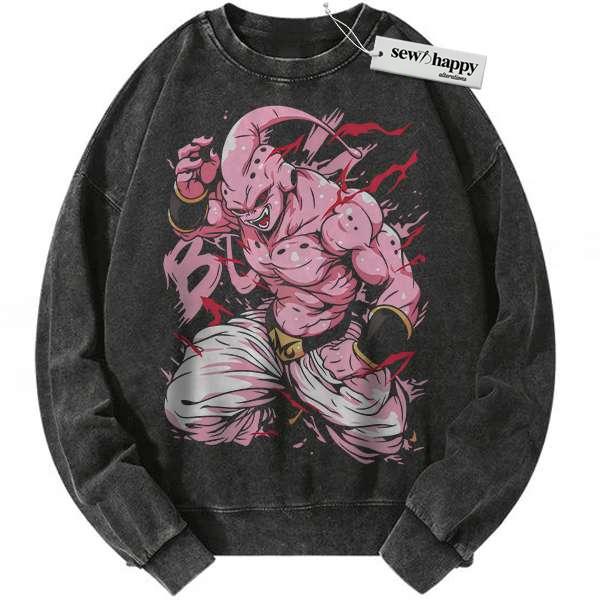 Wash Sweatshirt Majin Buu Sweatshirt, Dragon Ball Sweatshirt, Anime Sweatshirt, Vintage Sweatshirt