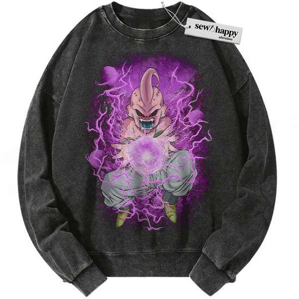 Wash Sweatshirt Majin Buu Sweatshirt, Dragon Ball Sweatshirt, Anime Sweatshirt, Vintage Sweatshirt