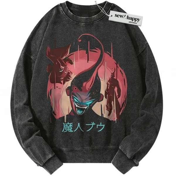 Wash Sweatshirt Majin Buu Sweatshirt, Dragon Ball Sweatshirt, DBZ Sweatshirt, Anime Sweatshirt, Vintage Sweatshirt