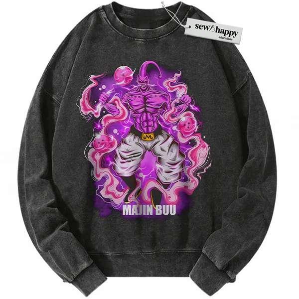 Wash Sweatshirt Majin Buu Sweatshirt, Dragon Ball Z Sweatshirt, DBZ Sweatshirt, Anime Sweatshirt, Vintage Sweater