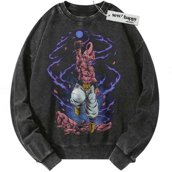 Wash Sweatshirt Majin Buu Sweatshirt, Sweatshirt, Dragon Ball Z Sweatshirt, DBZ Sweatshirt, Anime Sweatshirt, Vintage Sweater