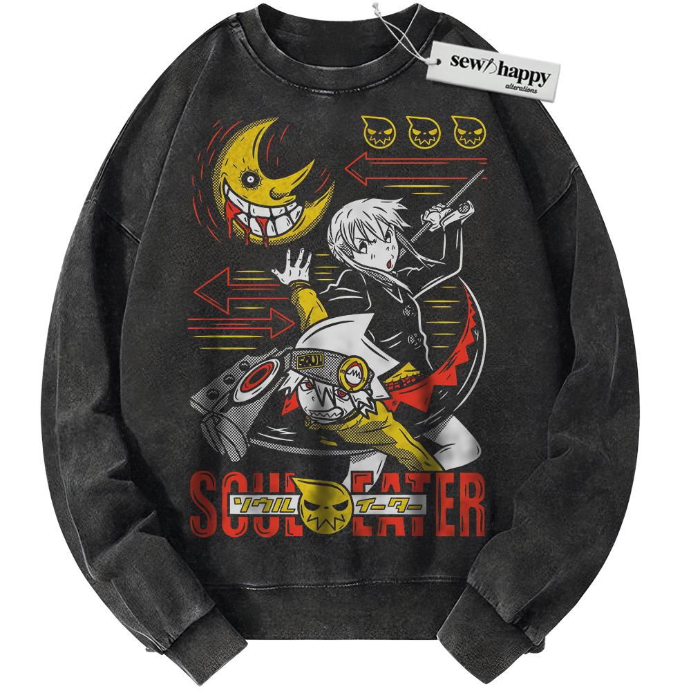 Wash Sweatshirt Maka Albarn and Soul Evans Sweatshirt, Soul Eater Sweatshirt, Anime Sweatshirt, Vintage Sweater