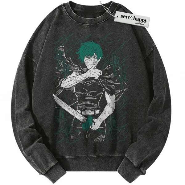 Wash Sweatshirt Maki Zenin Sweatshirt, Jujutsu Kaisen Sweatshirt, Anime Sweatshirt, Vintage Sweatshirt