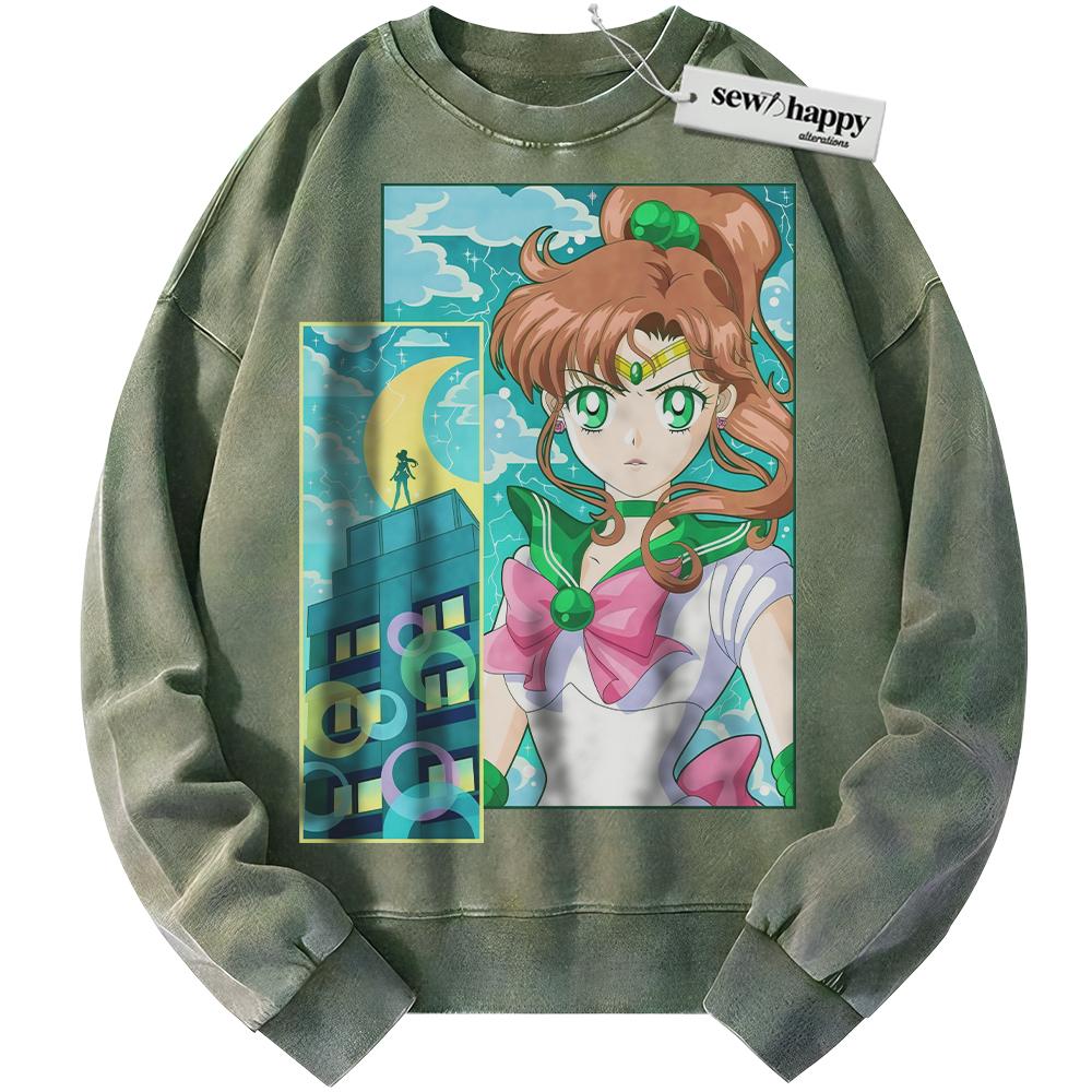 Wash Sweatshirt Makoto Kino Sweatshirt, Sailor Jupiter Sweatshirt, Anime Sweatshirt, Vintage Sweater