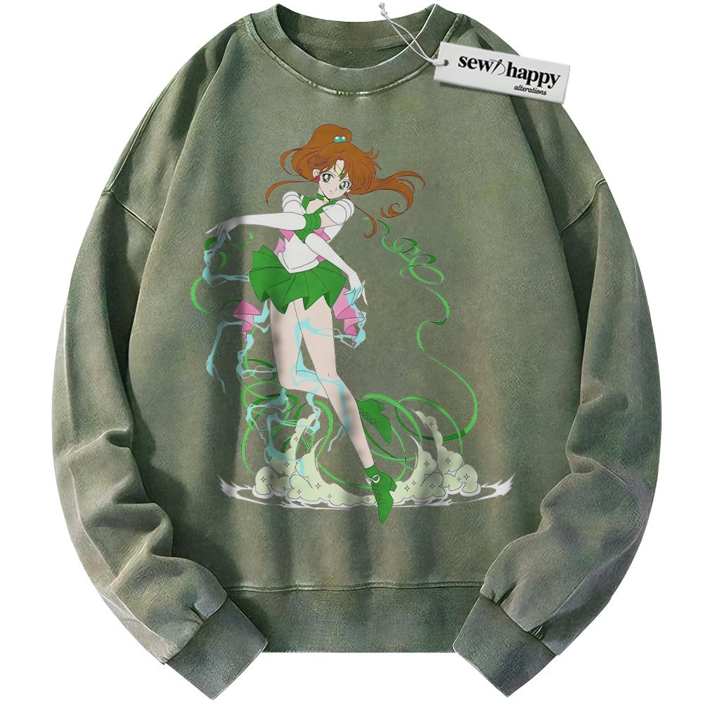 Wash Sweatshirt Makoto Kino Sweatshirt, Sailor Jupiter Sweatshirt, Sailor Moon Sweatshirt, Anime Sweatshirt, Vintage Sweater
