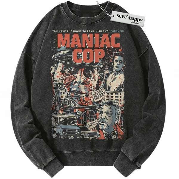 Wash Sweatshirt Maniac Cop Sweatshirt, Halloween Sweatshirt, Horror Movie Sweatshirt, Vintage Sweater