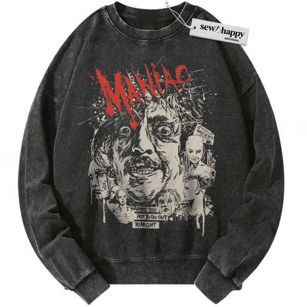 Wash Sweatshirt Maniac Sweatshirt, Halloween Sweatshirt, Horror Movie Sweatshirt, Vintage Sweater