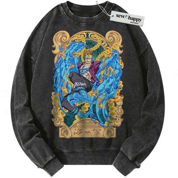 Wash Sweatshirt Marco Sweatshirt, One Piece Sweatshirt, Anime Sweatshirt, Vintage Sweatshirt