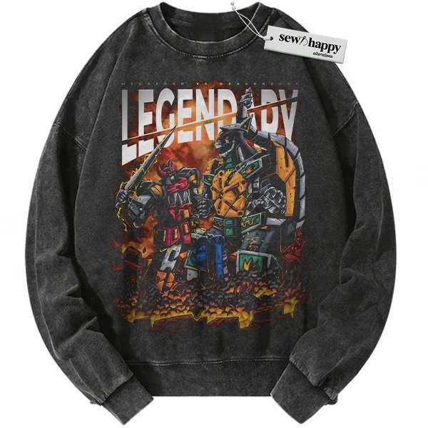 Wash Sweatshirt Megazord vs Dragonzord Sweatshirt, Power Rangers Sweatshirt, Animated Sweatshirt, Vintage Sweater