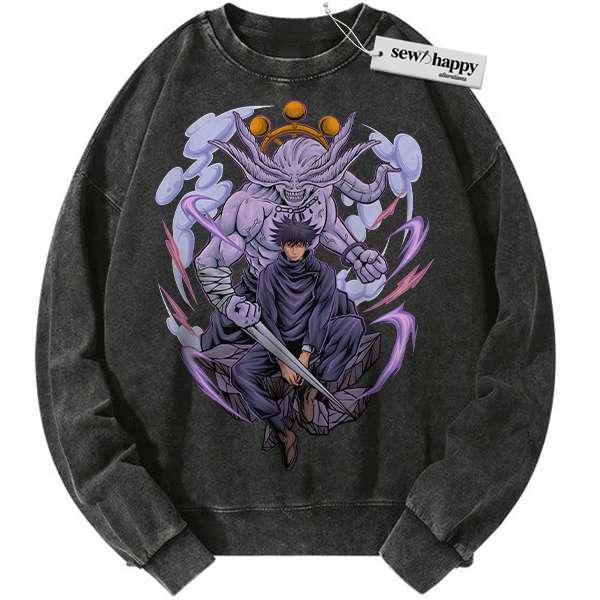 Wash Sweatshirt Megumi Fushiguro sweatshirt, Jujutsu Kaisen sweatshirt, Anime sweatshirt, Vintage Sweater