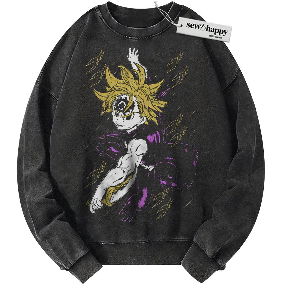 Wash Sweatshirt Meliodas Sweatshirt, Seven Deadly Sins Sweatshirt, Anime Sweatshirt, Vintage Sweater