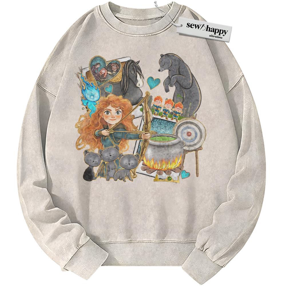 Wash Sweatshirt Merida Sweatshirt, Brave Sweatshirt, Animated Sweatshirt, Vintage Sweater