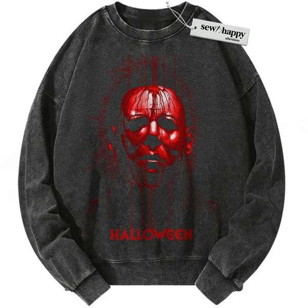 Wash Sweatshirt Michael Myers Sweatshirt, Halloween Sweatshirt, Horror Sweatshirt, Vintage Sweater