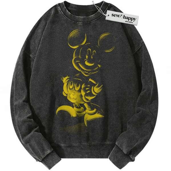 Wash Sweatshirt Mickey Mouse Sweatshirt, Animated Sweatshirt, Vintage Sweater