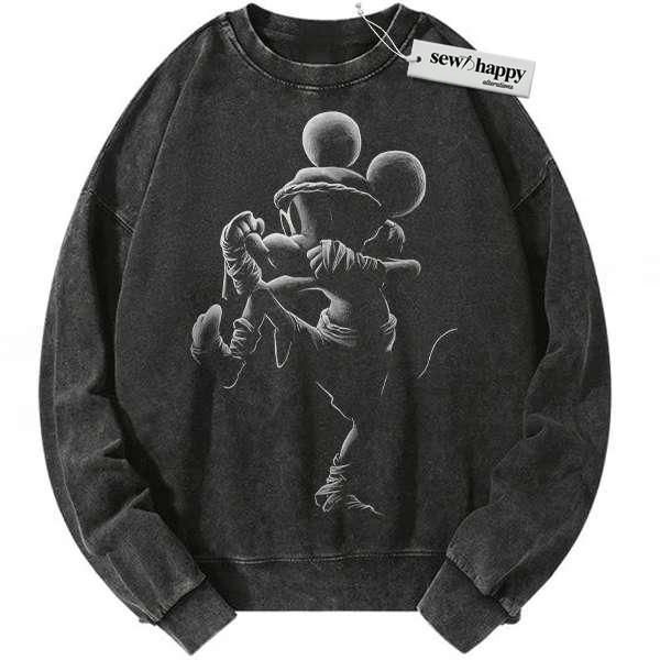 Wash Sweatshirt Mickey Mouse Sweatshirt, Disney Sweatshirt, Animated Sweatshirt, Vintage Sweater