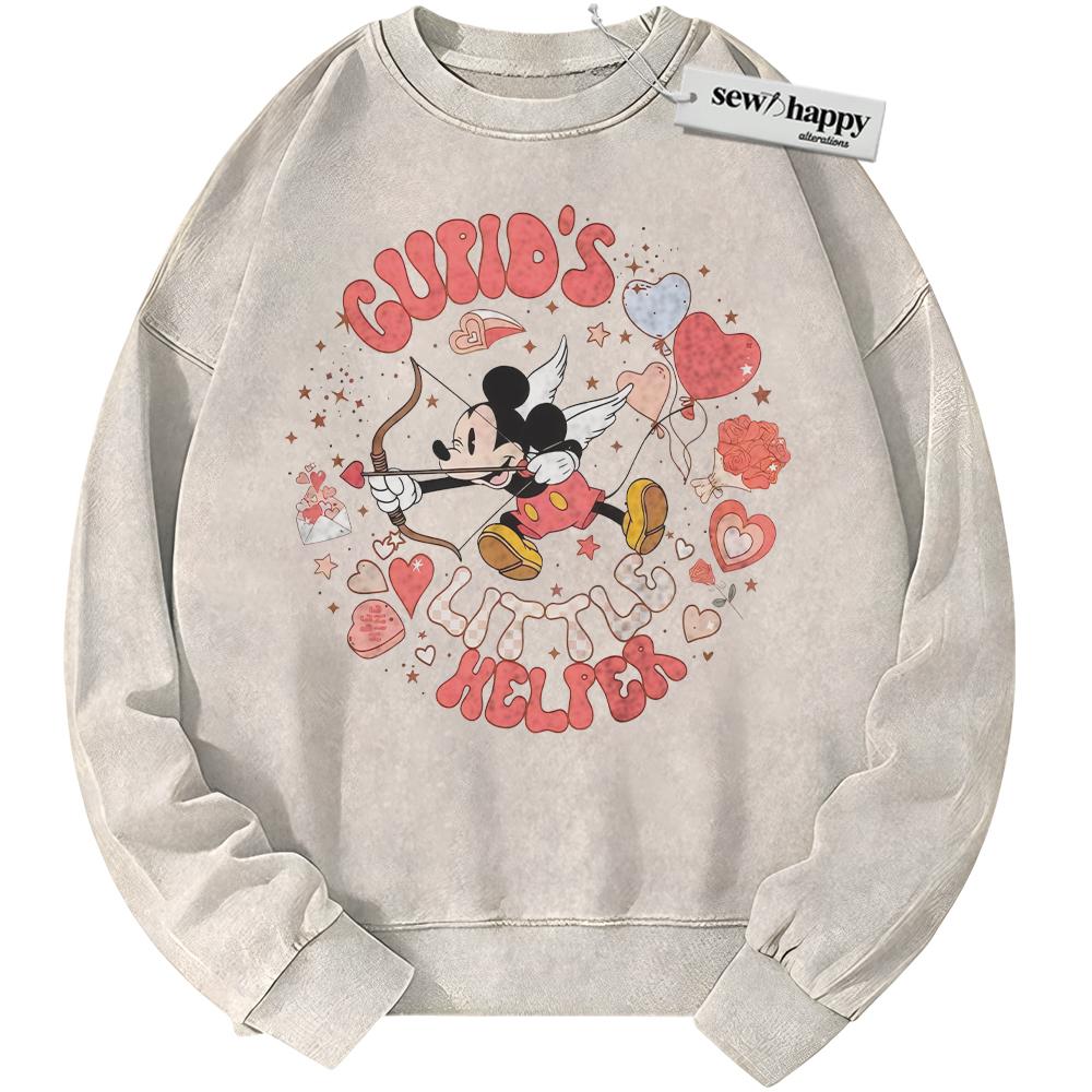 Wash Sweatshirt Mickey Mouse Sweatshirt, Disney Sweatshirt, Valentine's Day Sweatshirt, Cartoon Sweatshirt, Vintage Sweater