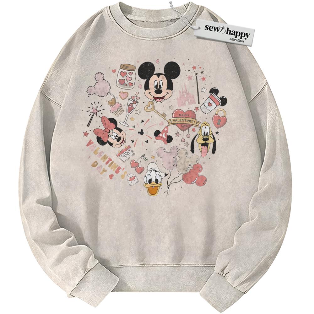Wash Sweatshirt Mickey Mouse Sweatshirt, Donald Duck Sweatshirt, Pluto Sweatshirt, Valentine's Day Sweatshirt, Animated Sweatshirt, Vintage Sweater