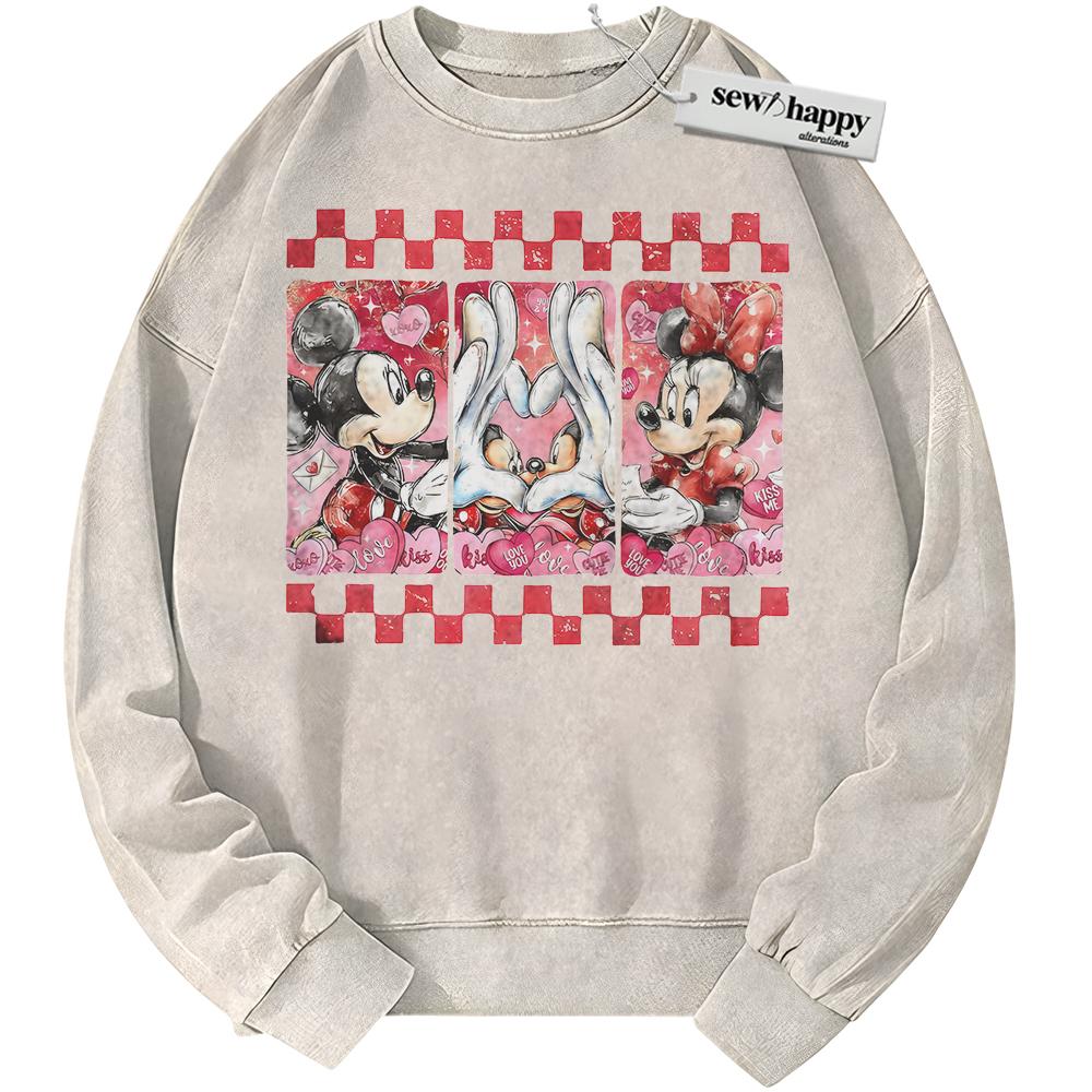 Wash Sweatshirt Mickey Mouse Sweatshirt, Valentine Sweatshirt, Animated Sweatshirt, Vintage Sweater