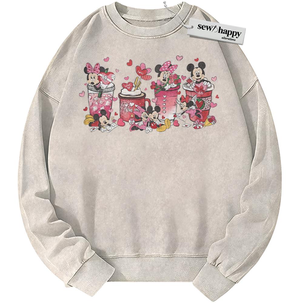 Wash Sweatshirt Mickey Mouse Sweatshirt, Valentine's Day Sweatshirt, Animated Sweatshirt, Vintage Sweater