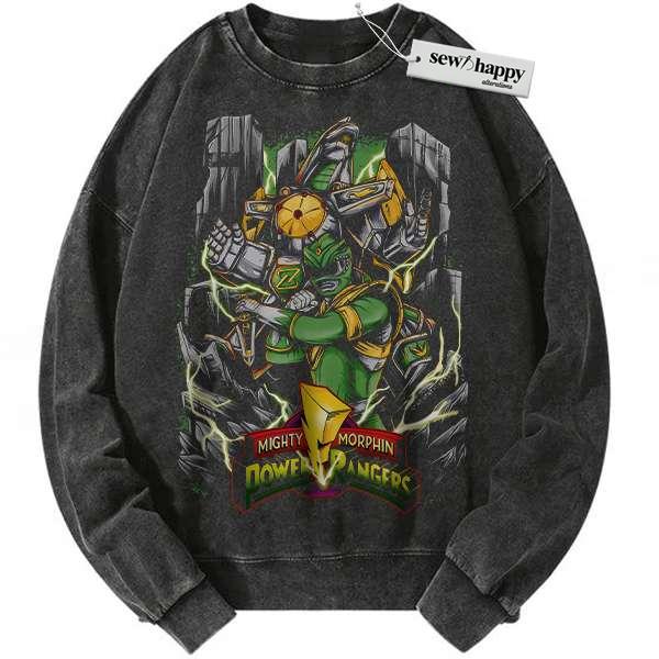 Wash Sweatshirt Mighty Morphin Power Rangers Sweatshirt, Animated Sweatshirt, Vintage Sweatshirt