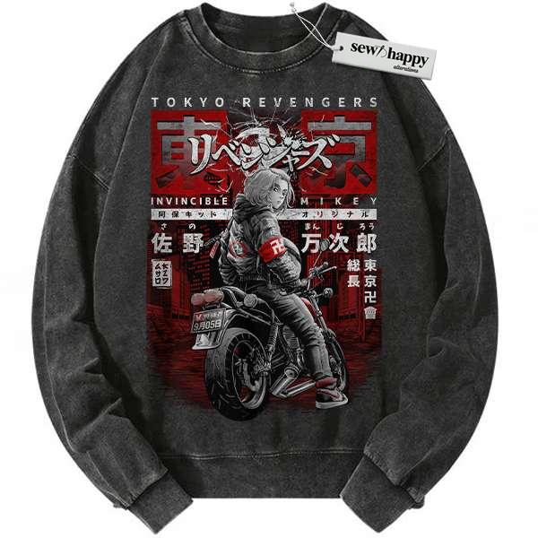 Wash Sweatshirt Mikey Sweatshirt, Tokyo Revengers Sweatshirt, Anime Sweatshirt, Vintage Sweater