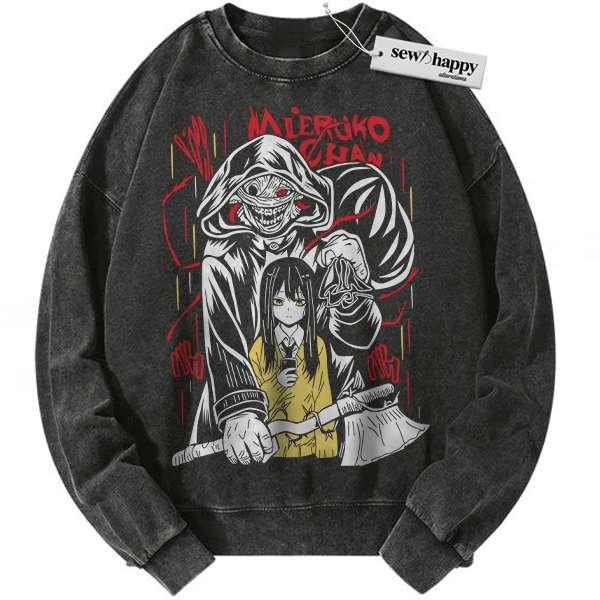 Wash Sweatshirt Miko Yotsuya Sweatshirt, Mieruko-chan - Slice of Horror Sweatshirt, Anime Sweatshirt, Vintage Sweatshirt
