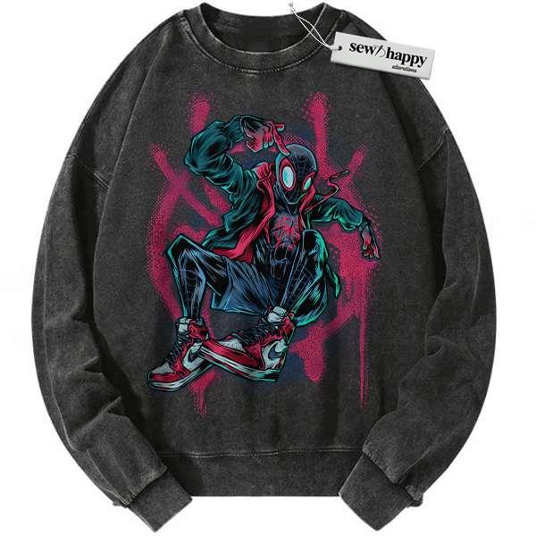 Wash Sweatshirt Miles Morales Sweatshirt, Spider-Man Sweatshirt, Marvel Comics Sweatshirt, Vintage Sweater