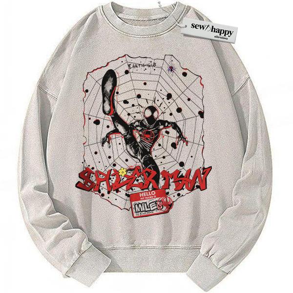 Wash Sweatshirt Miles Morales Sweatshirt, Spider Man Sweatshirt, Marvel Comics Sweatshirt, Vintage Sweatshirt