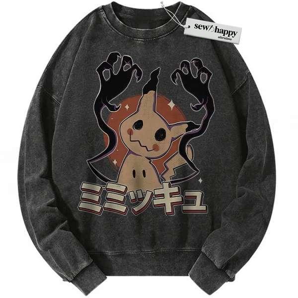 Wash Sweatshirt Mimikyu Sweatshirt, Pokemon Sweatshirt, Anime Sweatshirt, Vintage Sweatshirt