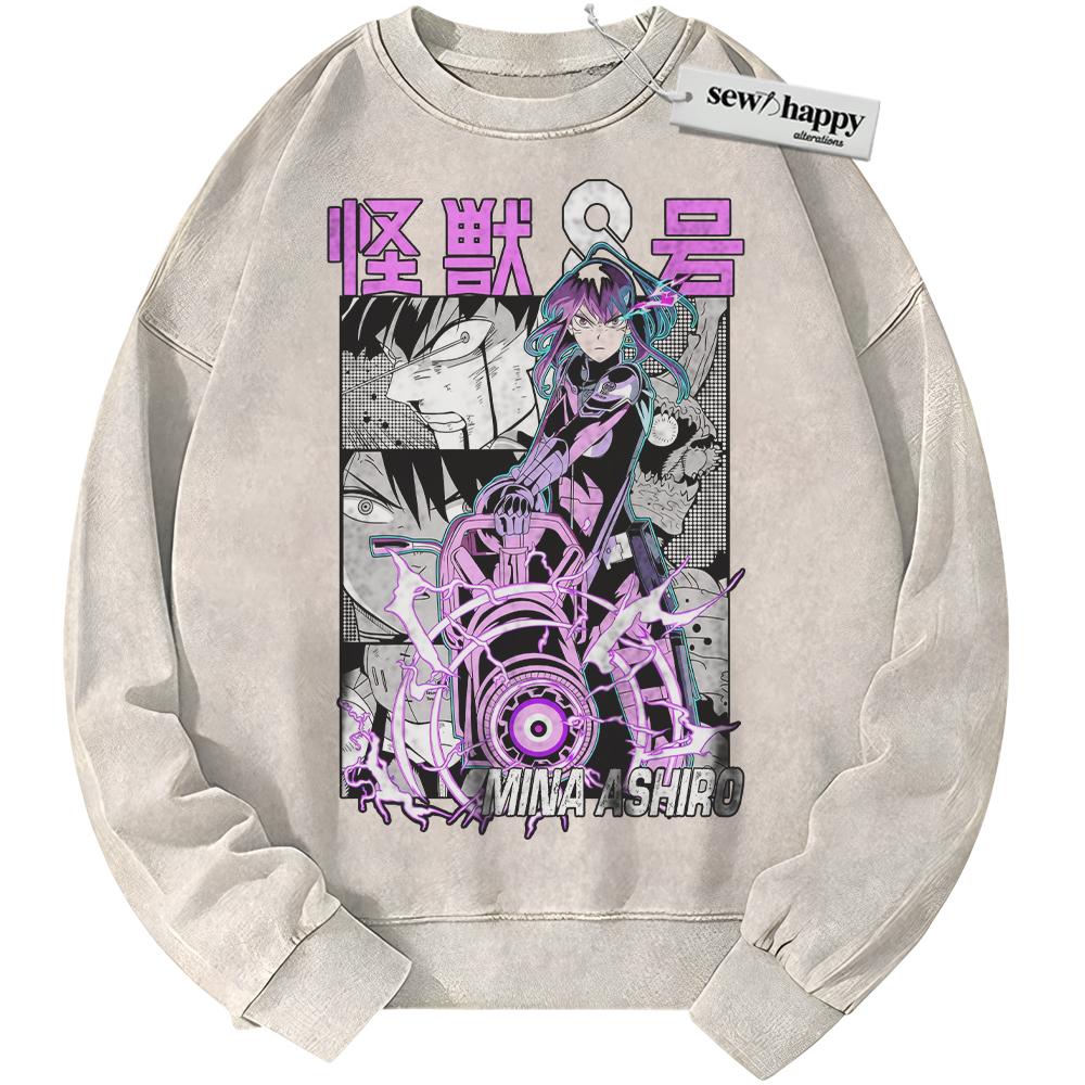 Wash Sweatshirt Mina Ashiro Sweatshirt, Kaiju No 8 Sweatshirt, Anime Sweatshirt, Vintage Sweater