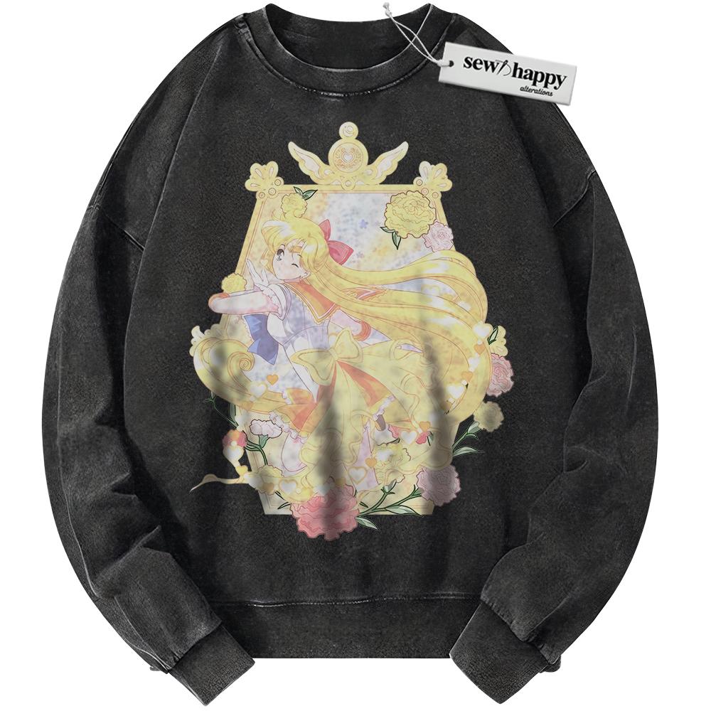 Wash Sweatshirt Minako Aino Sweatshirt, Sailor Venus Sweatshirt, Sailor Moon Sweatshirt, Anime Sweatshirt, Vintage Sweater