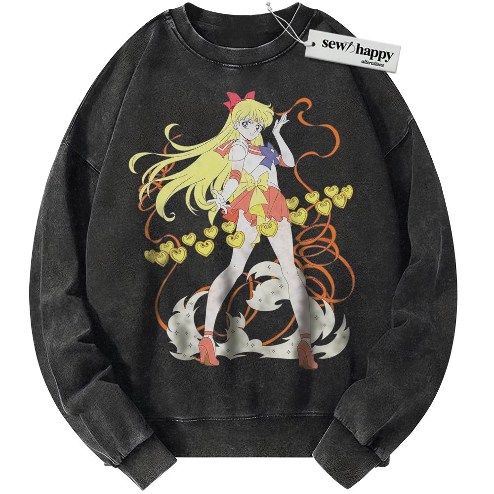 Wash Sweatshirt Minako Aino Sweatshirt, Sailor Venus Sweatshirt, Sailor Moon Sweatshirt, Anime Sweatshirt, Vintage Sweater