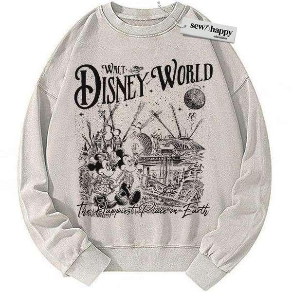 Wash Sweatshirt Minie and Mickey Mouse Sweatshirt, Disney Sweatshirt, Cartoon Sweatshirt, Vintage Sweater