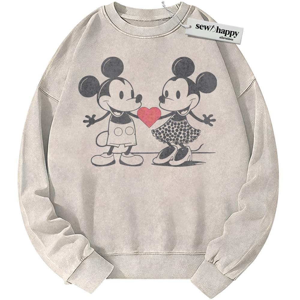 Wash Sweatshirt Minnie and Mickey Mouse Sweatshirt, Disney Sweatshirt, Cartoon Sweatshirt, Vintage Sweater
