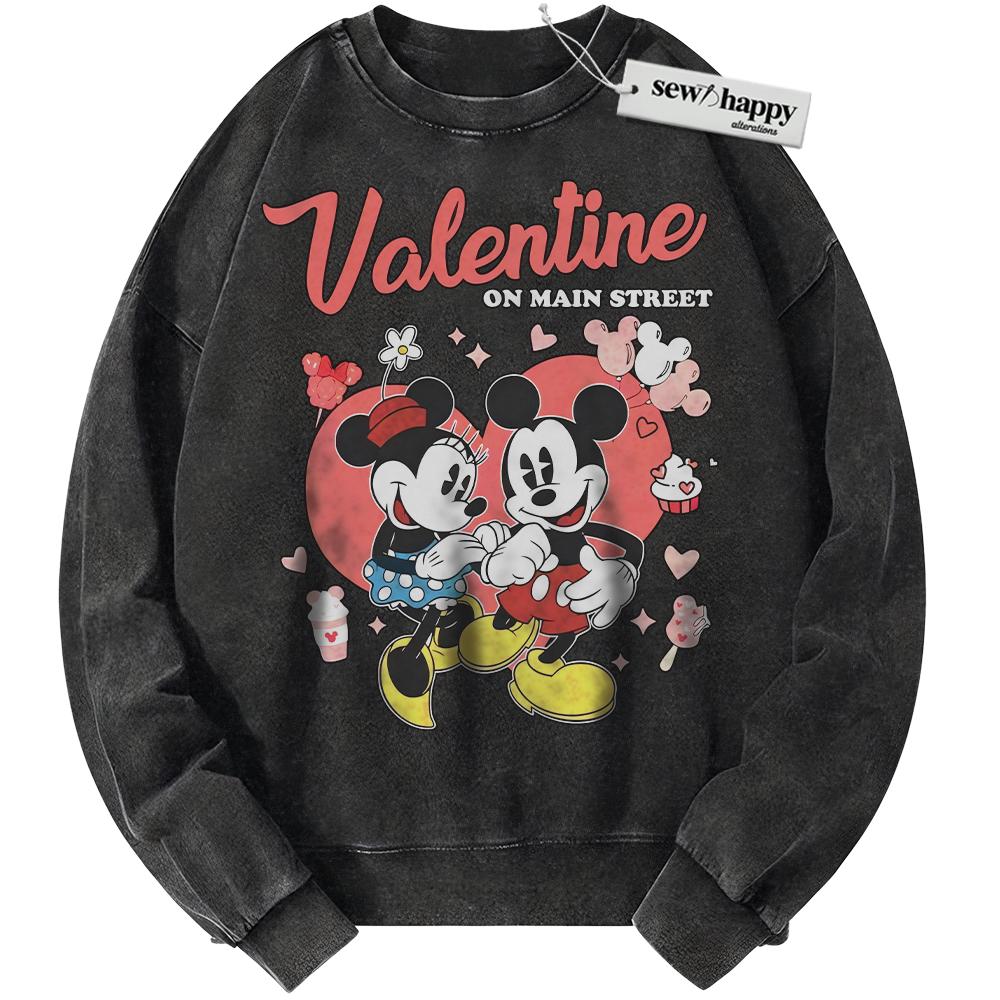 Wash Sweatshirt Minnie and Mickey Mouse Sweatshirt, Valentine's Day Sweatshirt, Animated Sweatshirt, Vintage Sweater