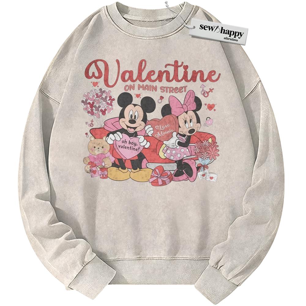 Wash Sweatshirt Minnie and Mickey Mouse Sweatshirt, Valentine's Day Sweatshirt, Animated Sweatshirt, Vintage Sweater