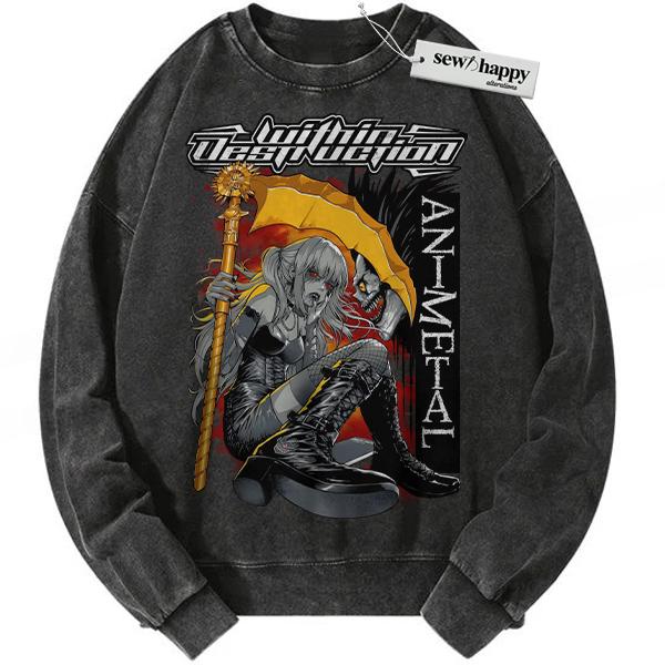 Wash Sweatshirt Misa Amane Sweatshirt, Ryuk Sweatshirt, Death Note Sweatshirt, Anime Sweatshirt, Vintage Sweater