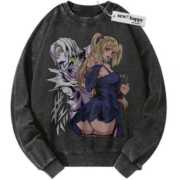 Wash Sweatshirt Misa Amane vs Rem Sweatshirt, Death Note Sweatshirt, Anime Sweatshirt, Vintage Sweatshirt